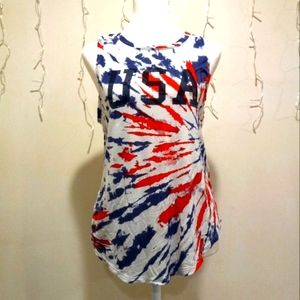 Womens USA high-low tank-top.
